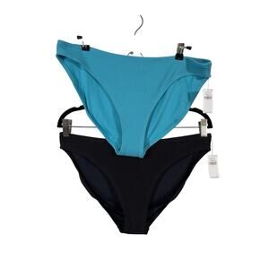 Old Navy Bikini Bottoms Womens Large Blue Black Classic Textured Lot of 2 NWT